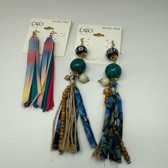 586-Cato Dangle Drop Earring Lot Of 2 Nickel Free Fun Fashion Style - Picture 9 of 9